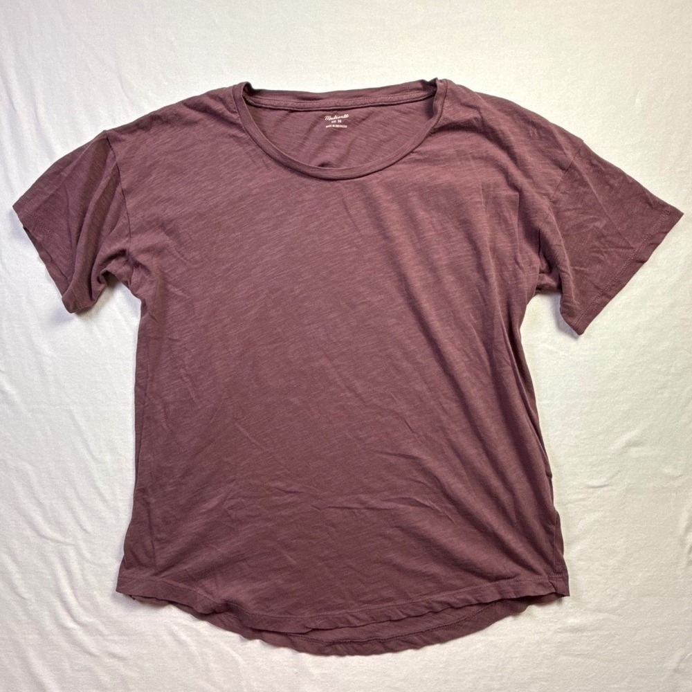 Madewell Whisper Cotton Scoopneck Tee Mauve Plum Slub Knit Shirt Medium-2668